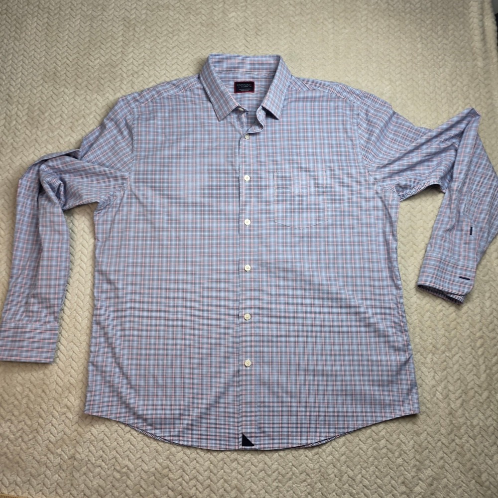 UNTUCKit Mens XL Long Sleeve‎ Plaid Button Down Shirt Blue Pink Stretch - Picture 3 of 7